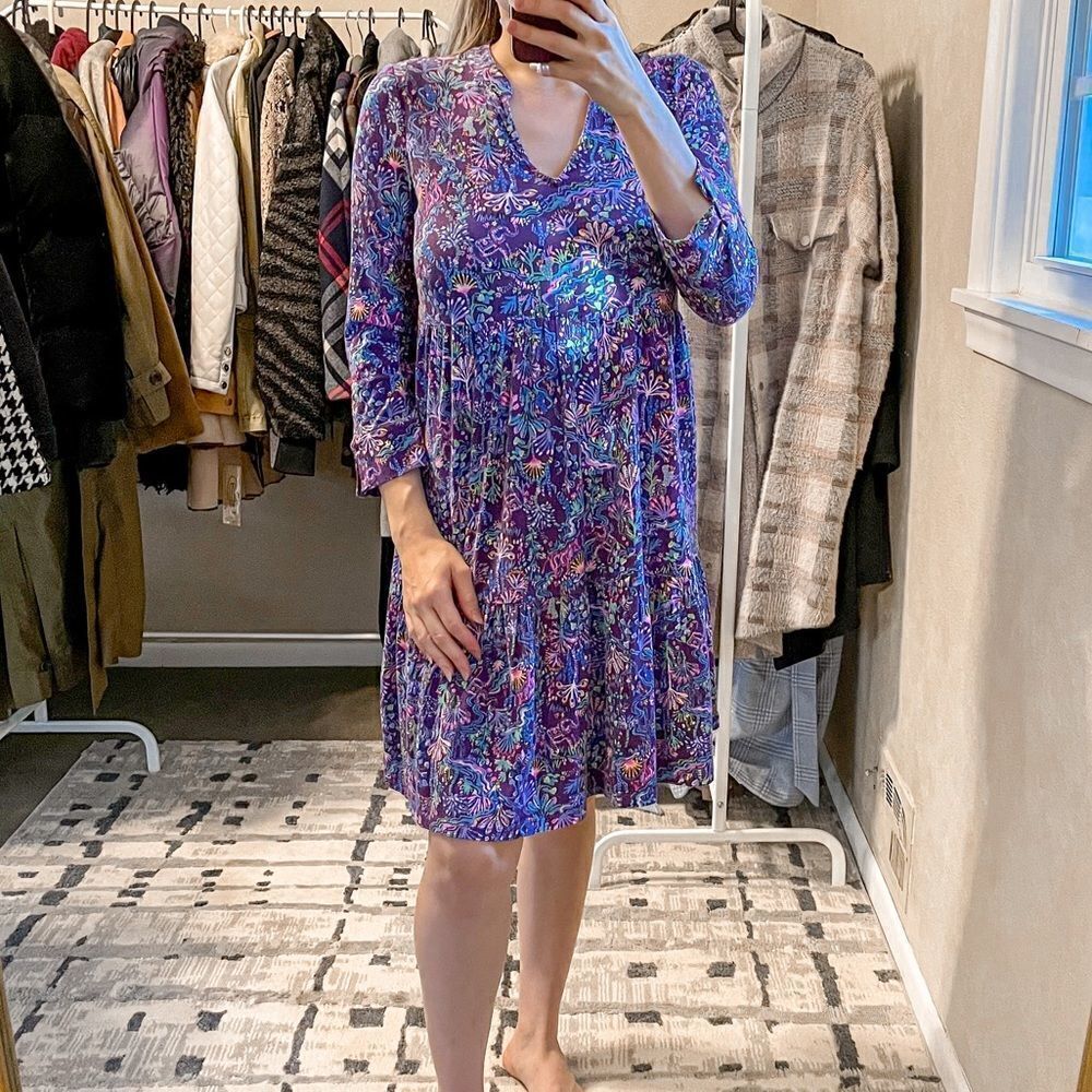 Lilly Pulitzer Alaina Swing Dress Purple Berry Colony Conga XS